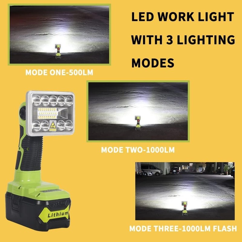 Cordless LED Work Light for Ryobi 18V Li-Ion Battery Handheld Jobsite Light 9W gallery