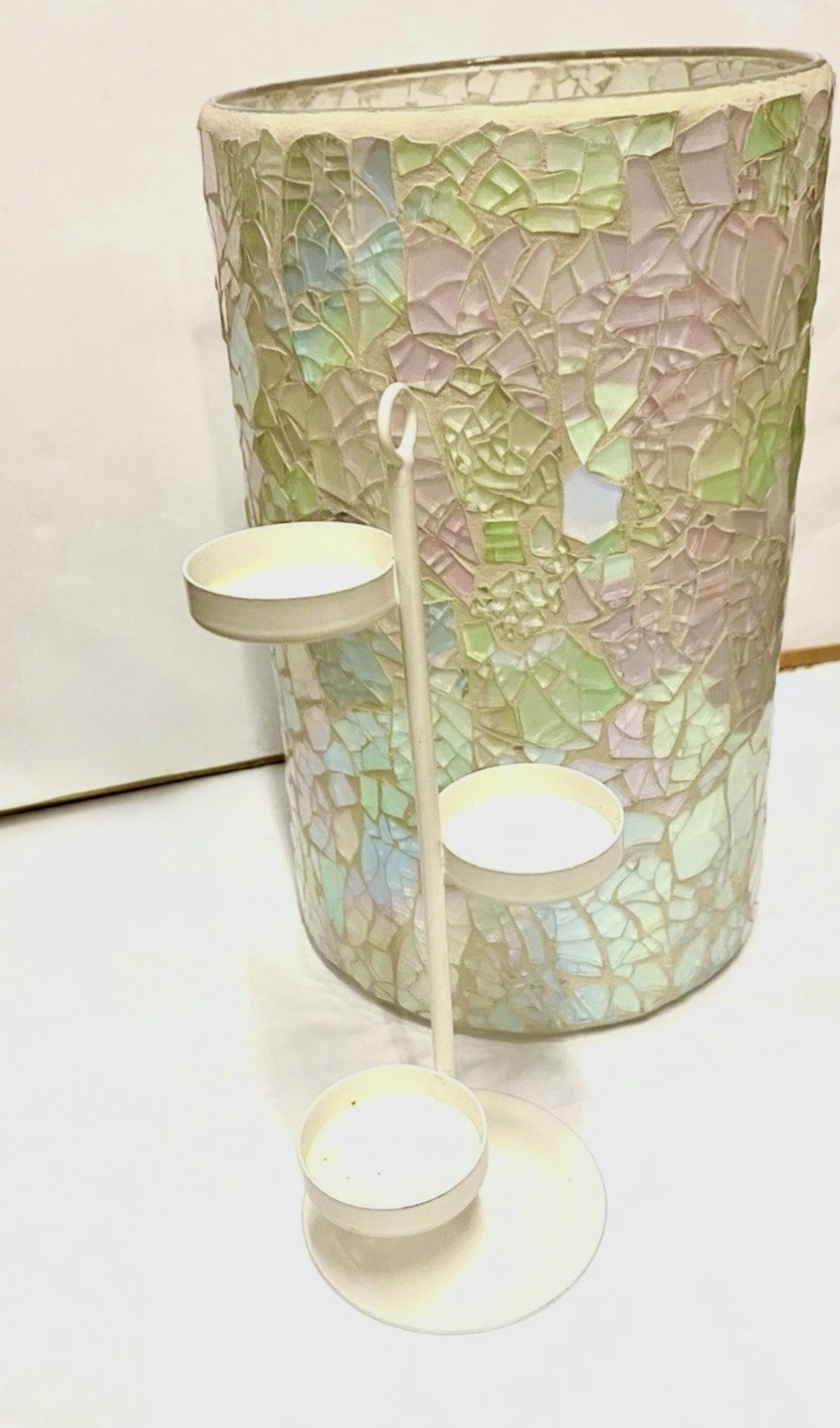 PartyLite Hurricane Candle Holder IRIDESCENT BLUSH W/ Tealight Tree gallery