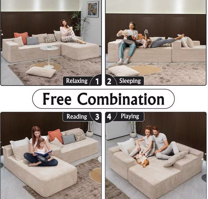 Modern L-Shape Sectional Couch Black Fabric Deep Seat Comfort No Assembly gallery