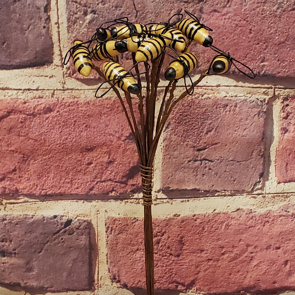12 pcs Primitive BEE 9" Stems, Picks, Bunch with Wire Wings - Summer Crafts gallery
