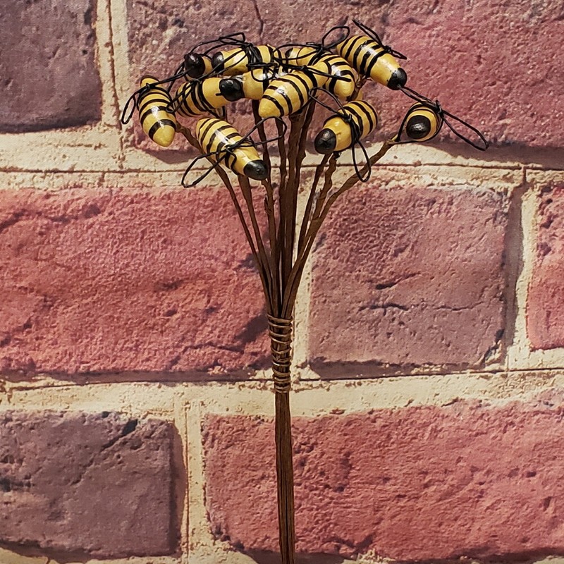 12 pcs Primitive BEE 9" Stems, Picks, Bunch with Wire Wings - Summer Crafts gallery