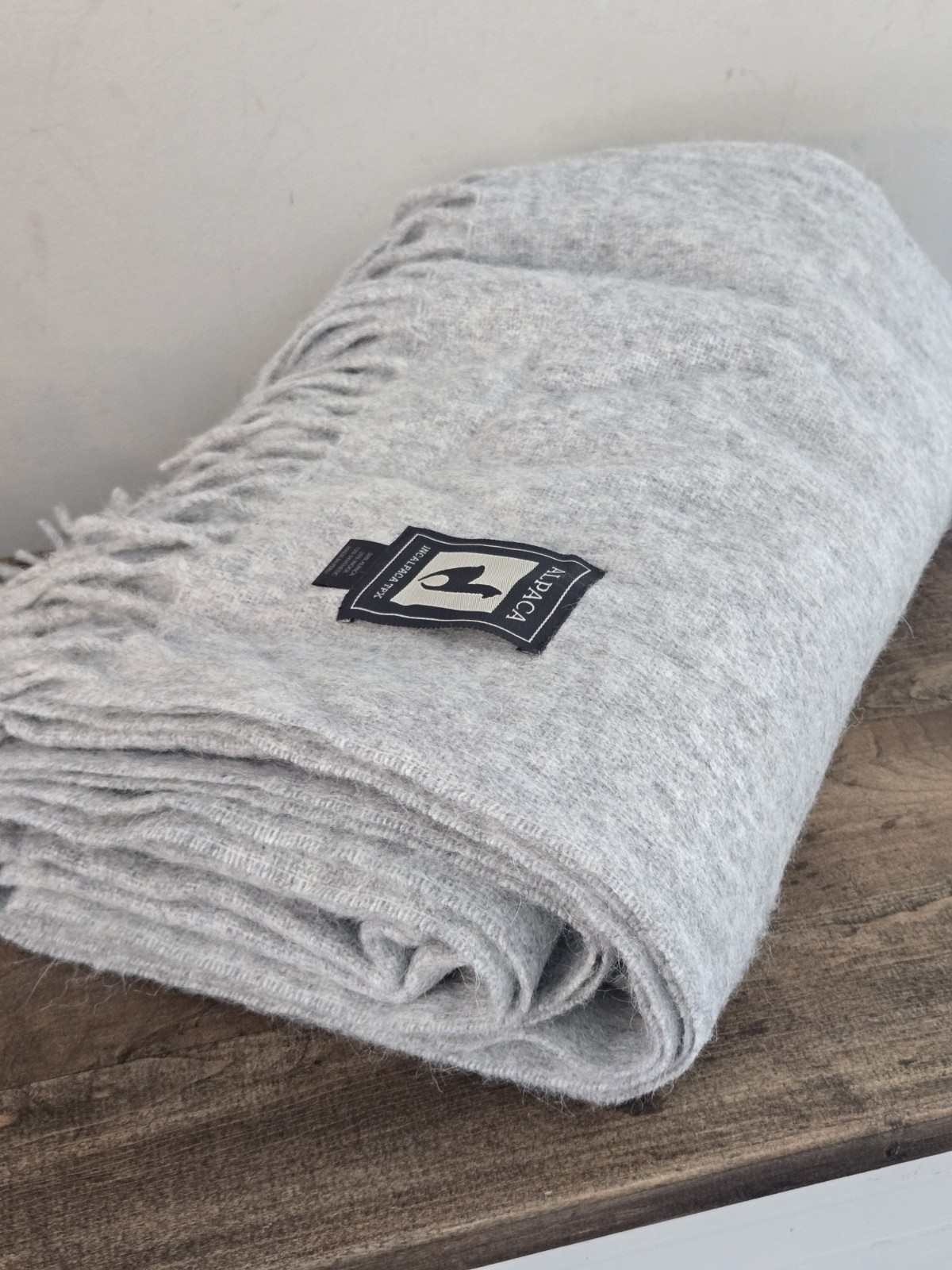 INCALPACA TPX Throw Very Light Gray Alpaca Blend Luxury Fringe Throw 60x72" Peru gallery