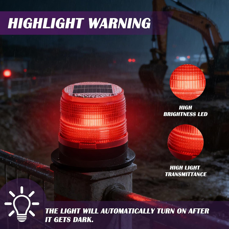 Solar Strobe Warning Light: Strong Magnetic Base Waterproof Traffic Light,Solar gallery