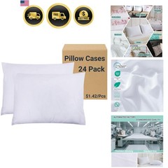 White Pillow Cases Bulk 24 Pack – Standard Pillowcases with Envelope Closure,…