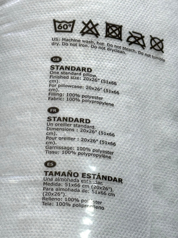 Ikea Slan Softer Lightweight Pillow White Standard Queen 20x26" Machine Washable gallery
