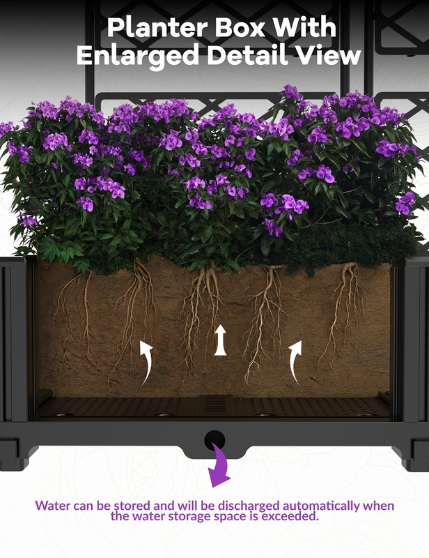 4PCS/Set Planter Box with Trellis Raised Garden Bed for Climbing Plants 63"Tall gallery