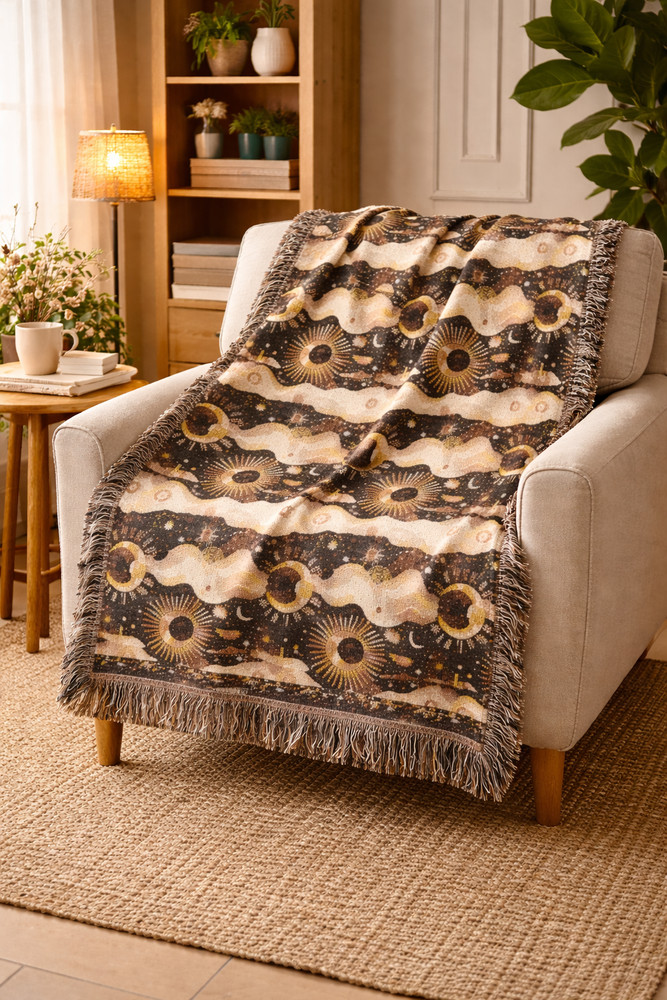Abstract Geometric Pattern Woven Blanket | Boho Tribal Throw