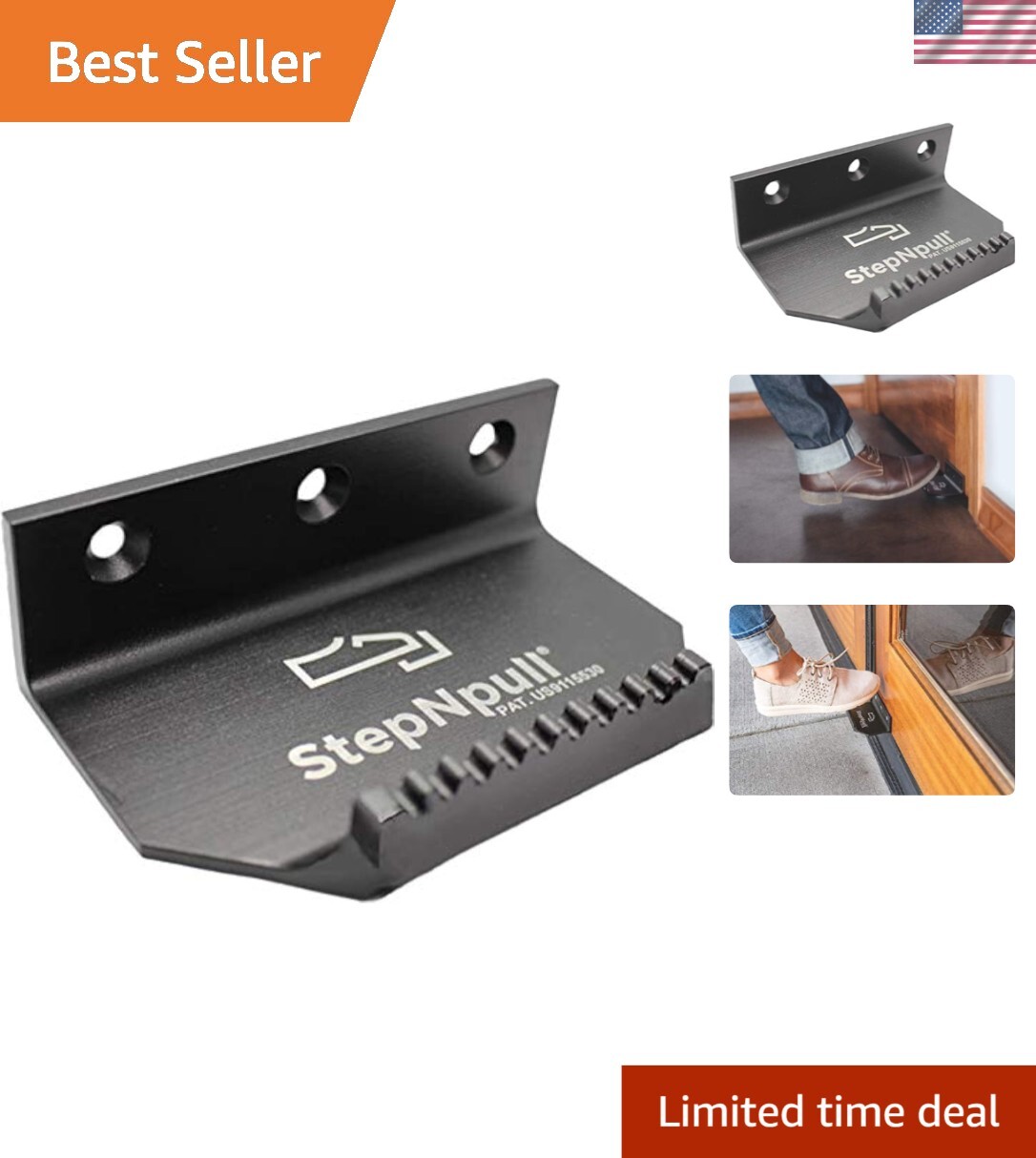 ADA Compliant Foot Operated Door Opener | Durable Black Aluminum Accessory gallery