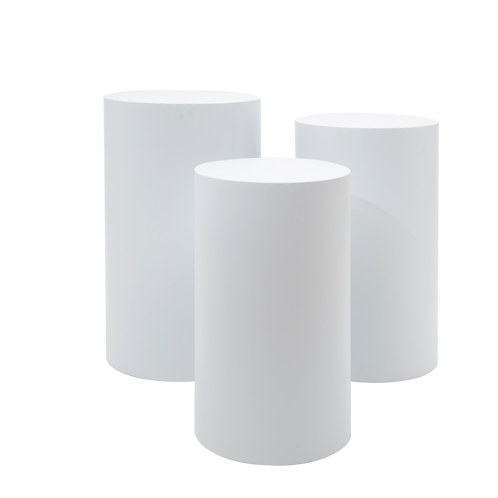 3 Pcs Round Cylinder Pedestal Stand For Wedding Party Display Stand Decor White gallery