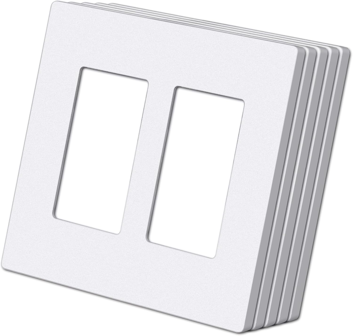 (5 Pack) BESTTEN USWP6 Matte Snow White Screwless Decorator Wall Plate, 2-Gang O gallery