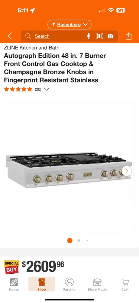 Burner Front Control Gas Cooktop