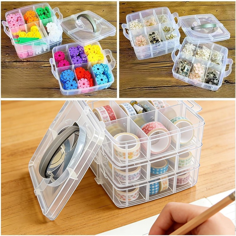 Effortless Organization with 3-Tier Transparent Compartment Box - 27 Sections gallery