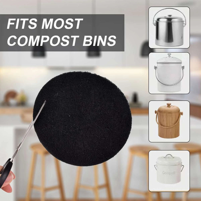 6.7 Inch Activated Carbon Layer Compost Bin Filters 6 Pack Long Lasting Use gallery