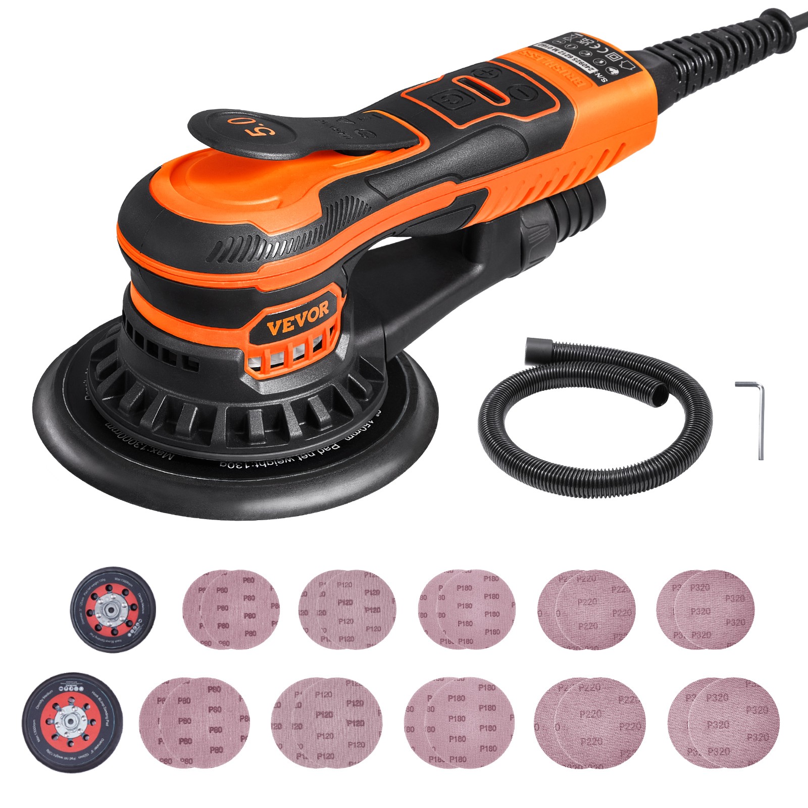 VEVOR Random Orbital Sander 5" & 6" Brushless Sander Sander 10000PRM 6 Speed gallery