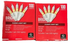 Clear Light Set 100 Lights White Wire Indoor/Outdoor (Lot of 2) Christmas Lights