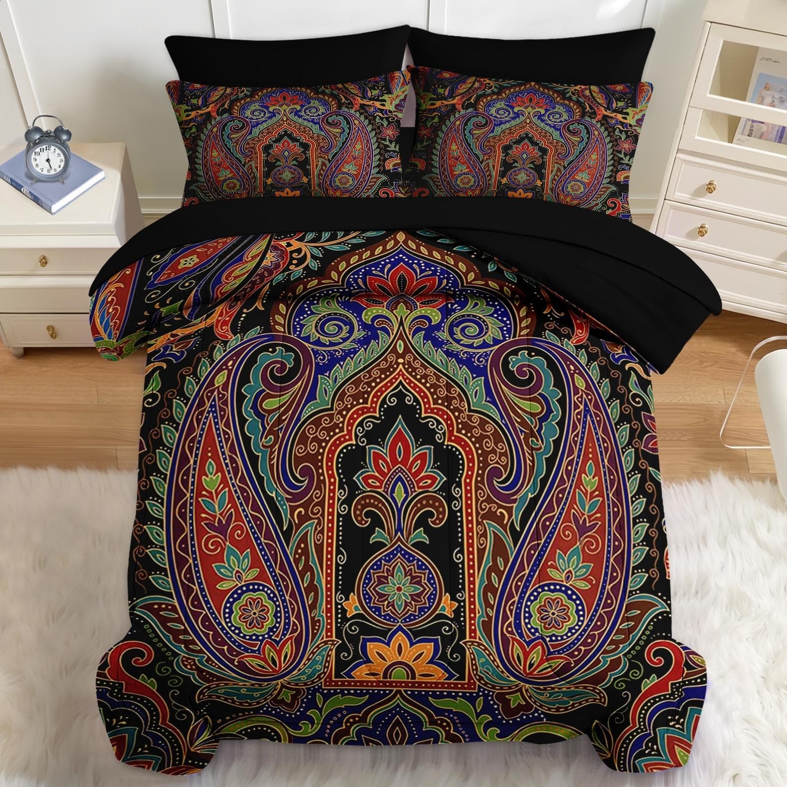 Nesker 7-Piece Comforter Set: Paisley Boho Bedding - Groovy Vibes Only! gallery