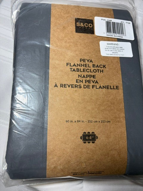 S&CO Home * Gray Vinyl Tablecloth * Flannel Back * 60" x 84" * Rectangle shape gallery