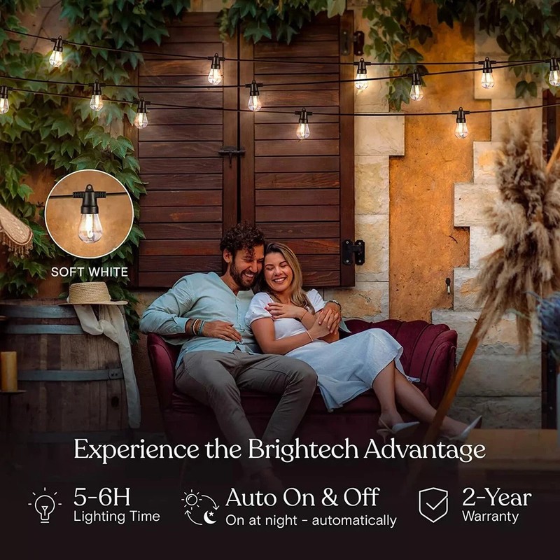 Brightech Ambience Pro Solar Powered Outdoor String Lights - 27 Ft. (12 Bulbs) gallery