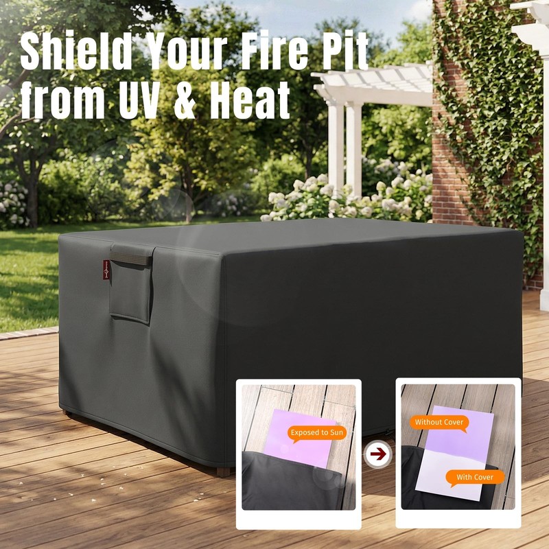 48" Fire Pit Cover Rectangular Waterproof Heavy Duty Outdoor 48×28×24Inch 420D gallery