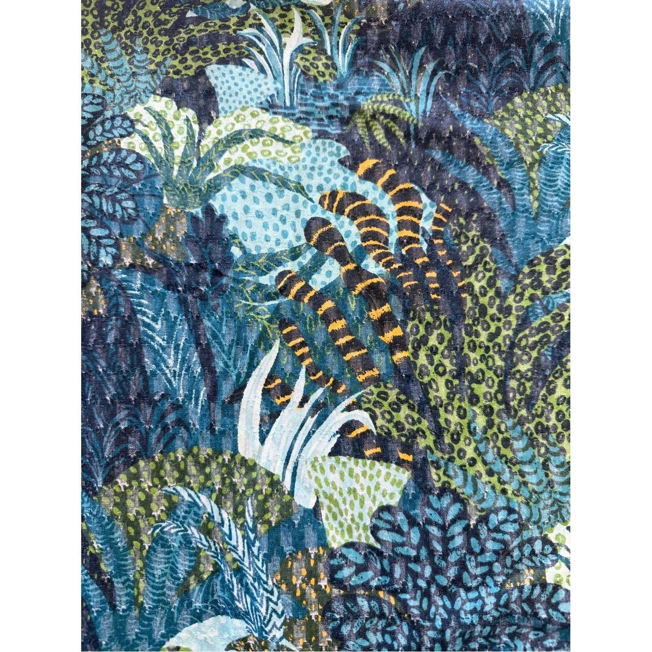 Tropical Botanical Shower Curtain (or Fabric) 100% Cotton, Blue & Green gallery