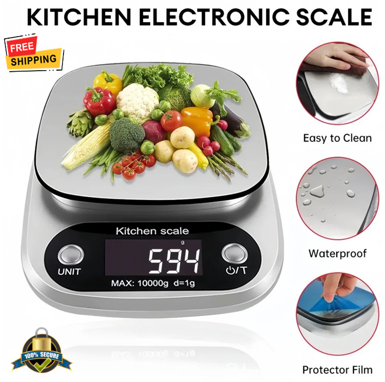 10kg/1g Digital Kitchen Scale Stainless Steel LCD Food Coffee Baking Tool gallery