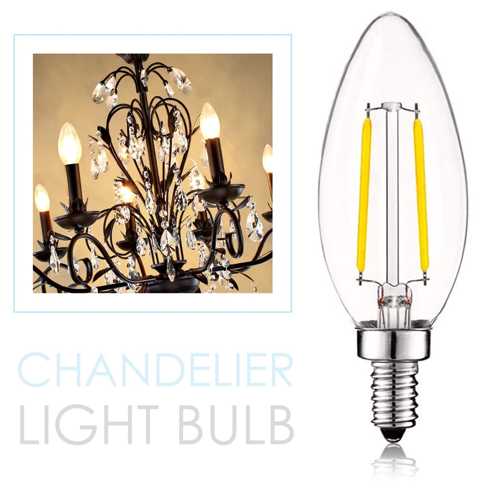 2W LED Candelabra Bulb 25W Equivalent E12 Dimmable LED Bulbs Clear Filament V... gallery