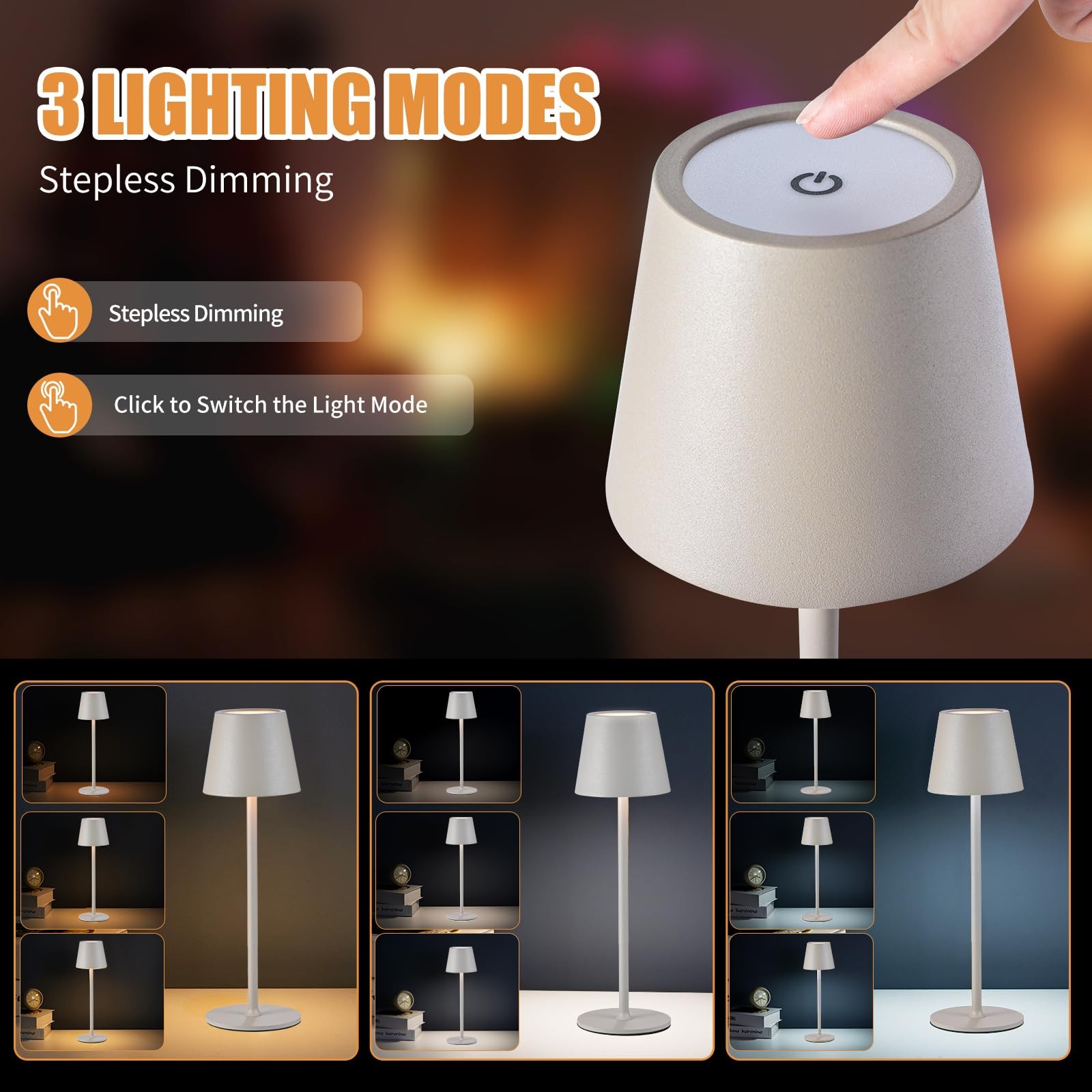 Cordless Table Lamps 4600mAh Battery USB Rechargeable - Touch Control gallery