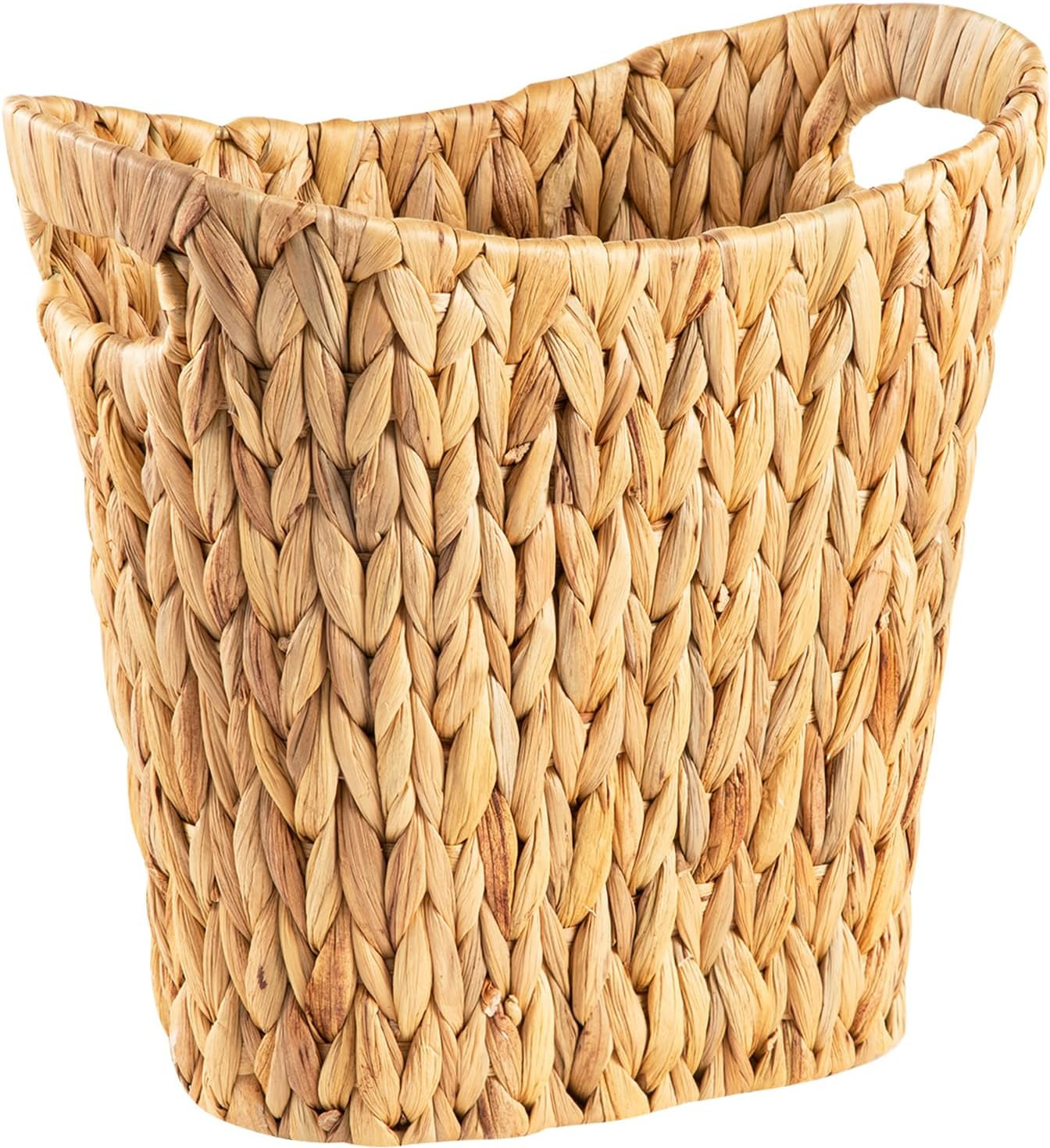 Wicker Trash Can with Handles, Natural Water Hyacinth Wicker Waste Basket gallery