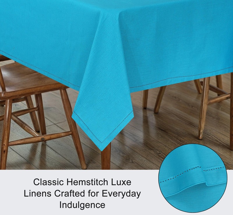 RUVANTI Cotton Linen Table Cloth Rectangle Table 72x54 Inch, Classic Hemstitch, gallery