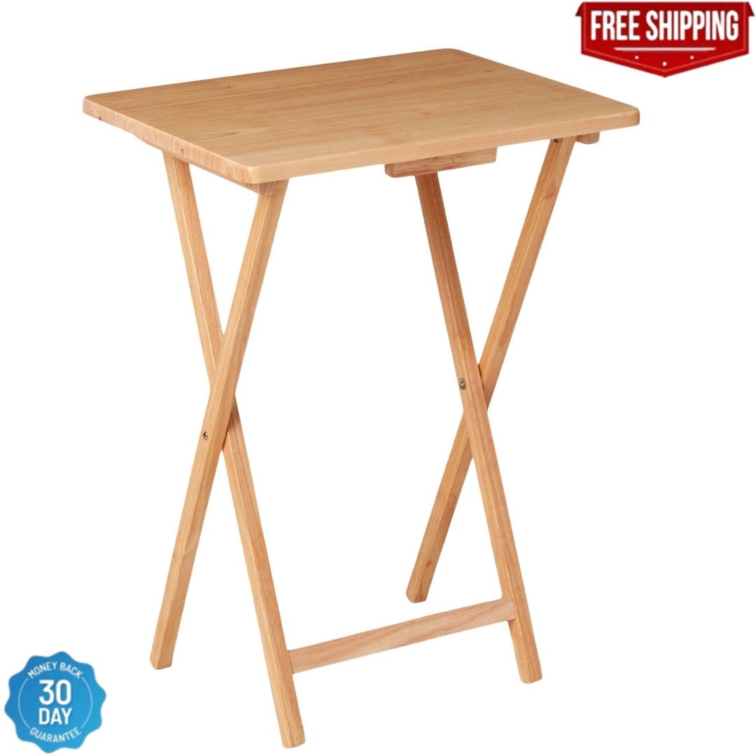 Mainstays Folding Tv Tray Table Dinner Portable Desk Natural 19 X 15 X 26 In gallery
