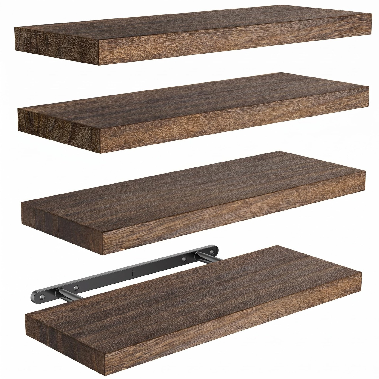 AMADA HOMEFURNISHING Floating Shelves Paulownia Wood Wall Shelves for gallery