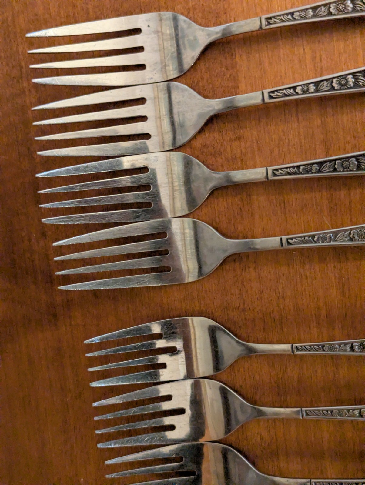 7-VINTAGE SPRING BANQUET STAINLESS KOREA (4) DINNER FORKS (3)SALAD FORKS gallery