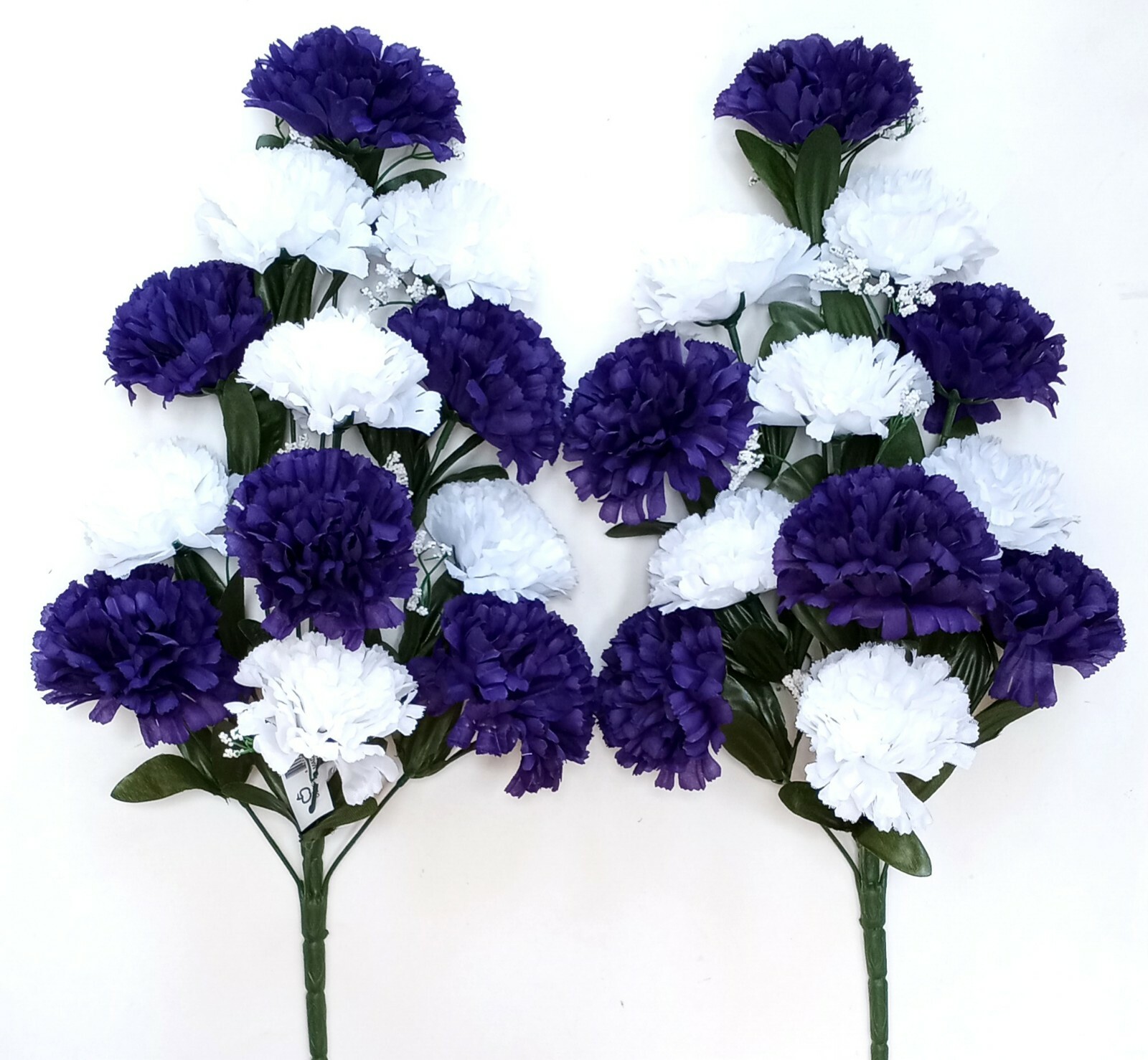 (2 pcs) Purple & White Carnation 20" Spray Bush Memorial Outdoor Flower #2217 gallery