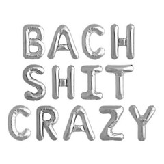 Silver BACH SHIT CRAZY Foil Balloon Banner Naughty Fun Hen Party Decorations