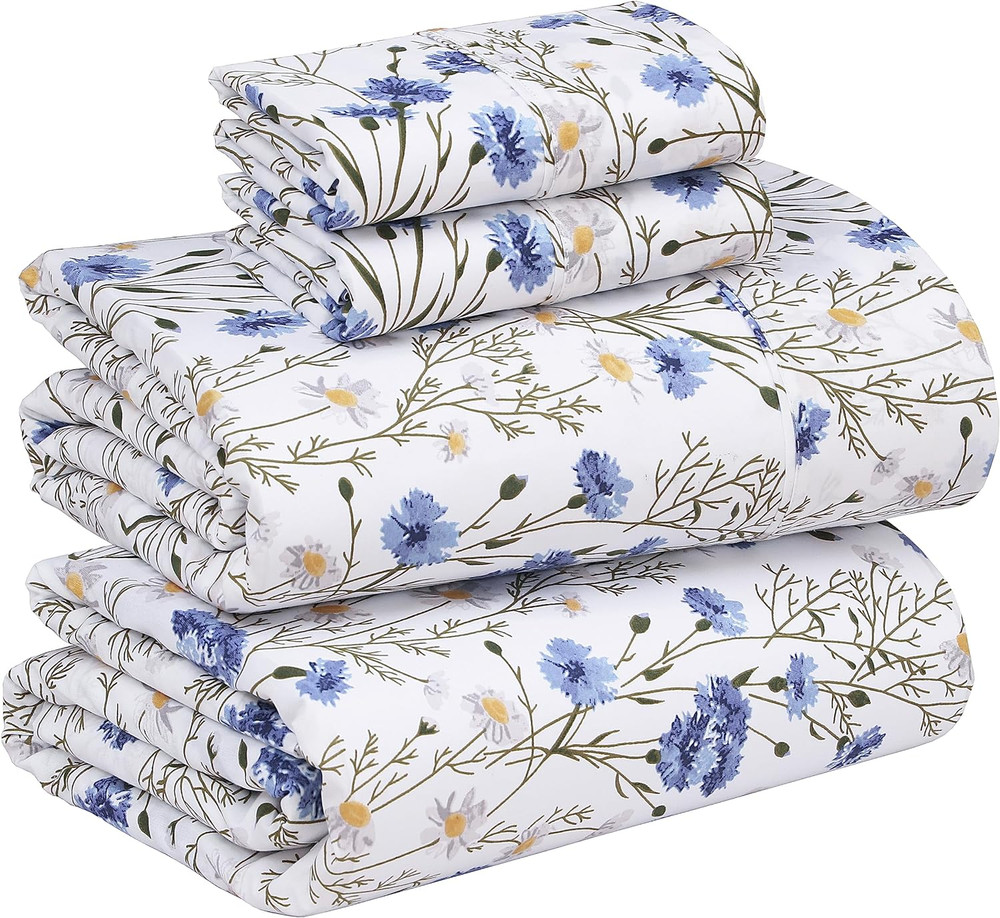 RUVANTI 100% Cotton Percale Sheets Full Size – Crisp Cooling Bed Sheets for Hot