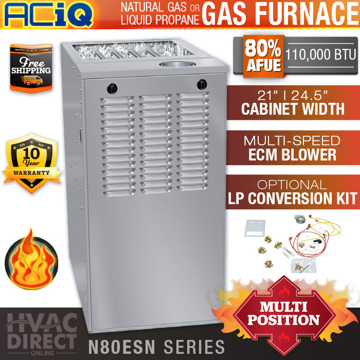 ACiQ Multi-Position 110000 BTU 80% AFUE 1 Stage Propane LP / Natural Gas Furnace gallery