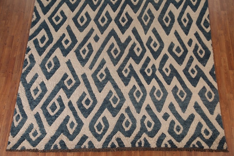Statement Luxury Geometric Hand-Knotted Moroccan Indian Rug Modern Decor 9x11 ft gallery