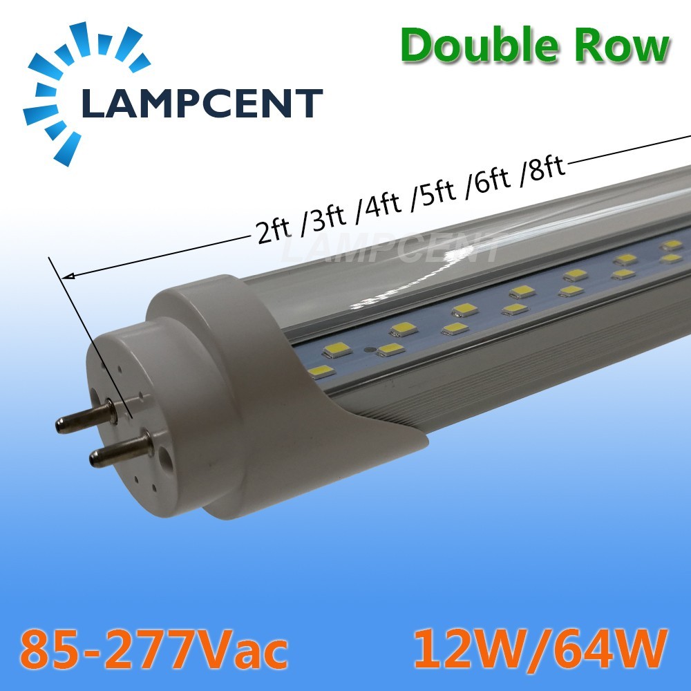 6PCS T8 LED Tube Light Double Row 2ft-6ft G13 12-48W 85-277V High Brightness gallery