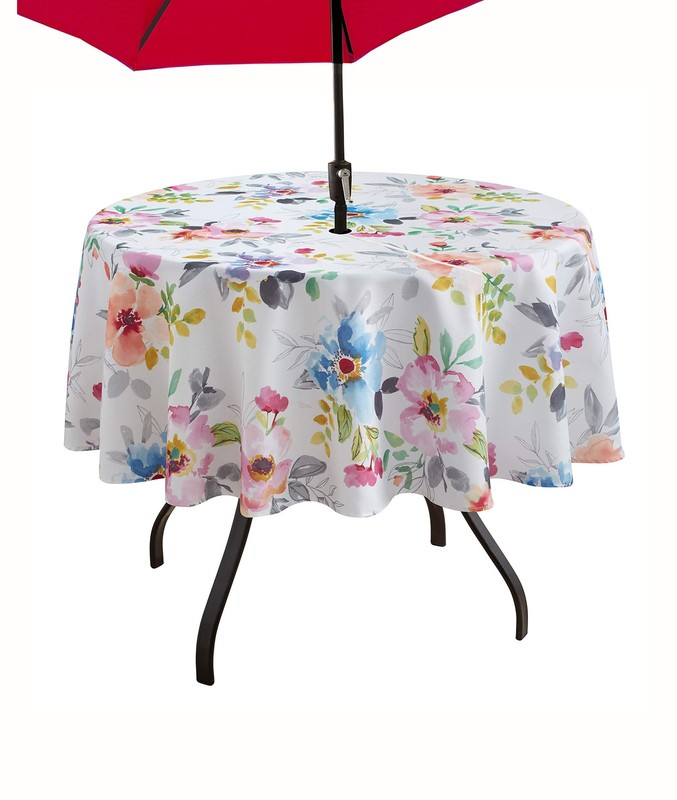 Spillproof Spring/Summer Heavyweight Fabric Outdoor Tablecloth with Umbrella ... gallery