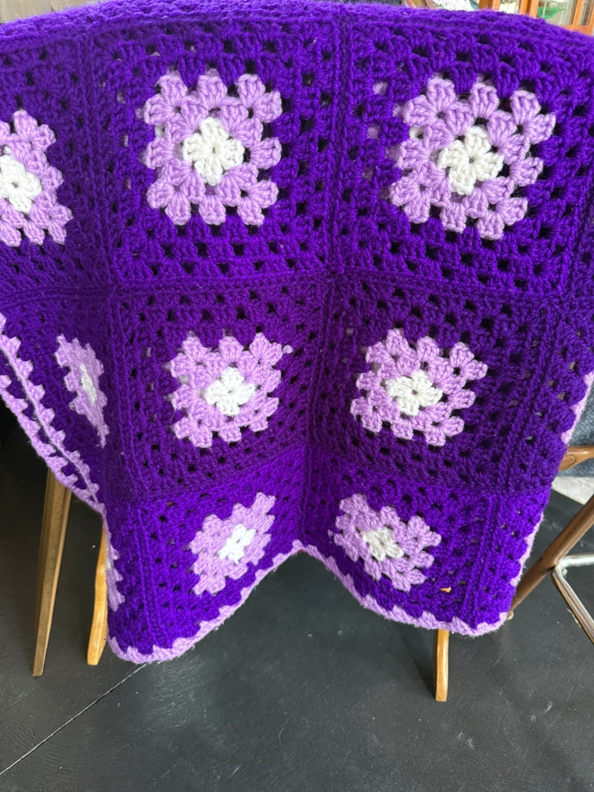Purple granny square afghan - lap size gallery