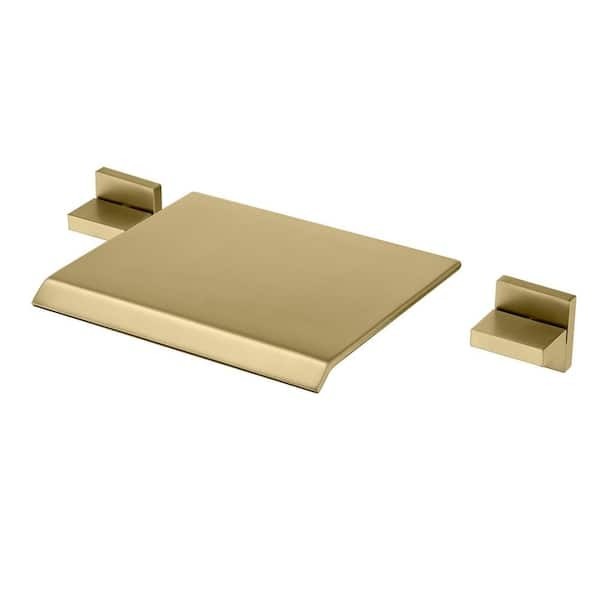 Sumerain Wall Mount Roman Tub Faucet Waterfall Spout Brushed Gold 2-Handle gallery