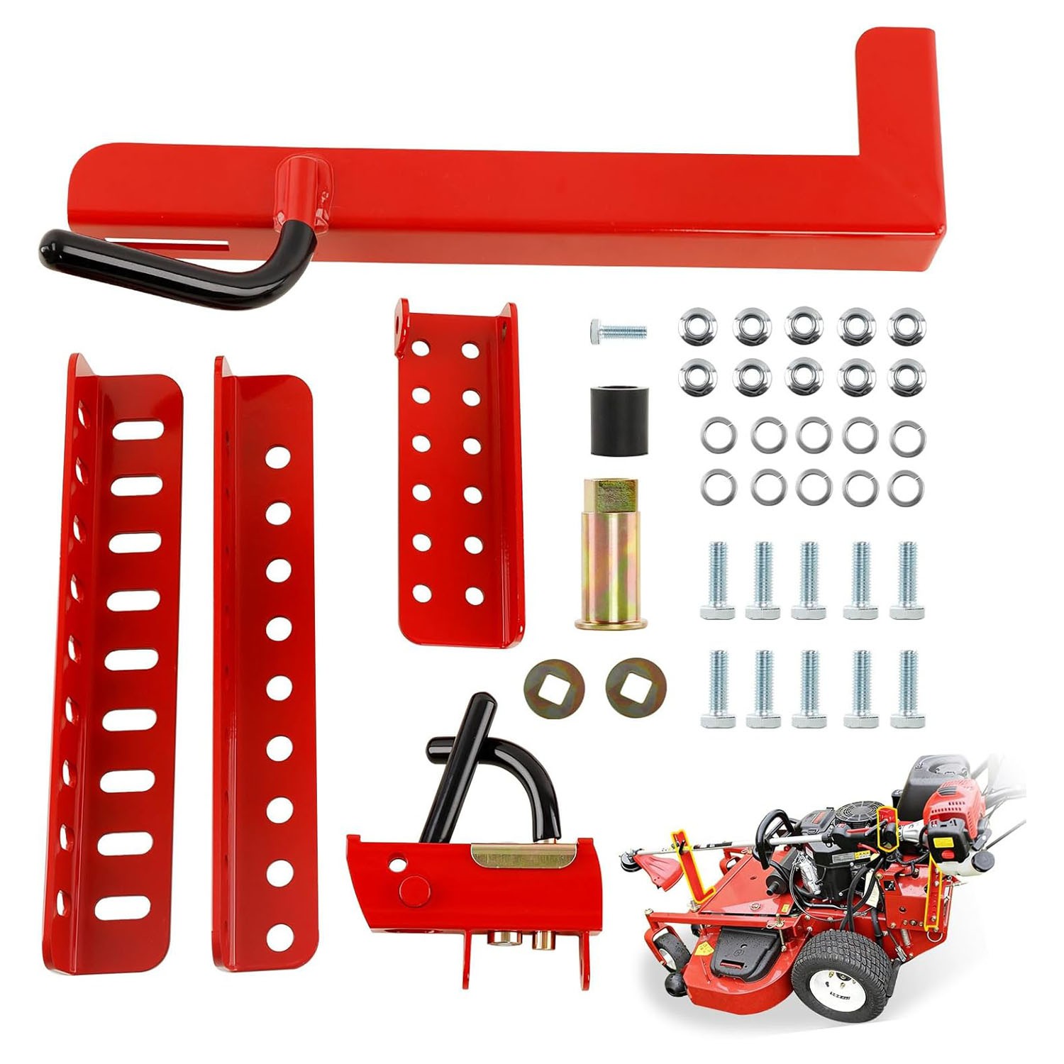 Mower Trimmer Rack Lockable For Most Walk-Behind Stand-On & ZTR Lawn Mower Red gallery