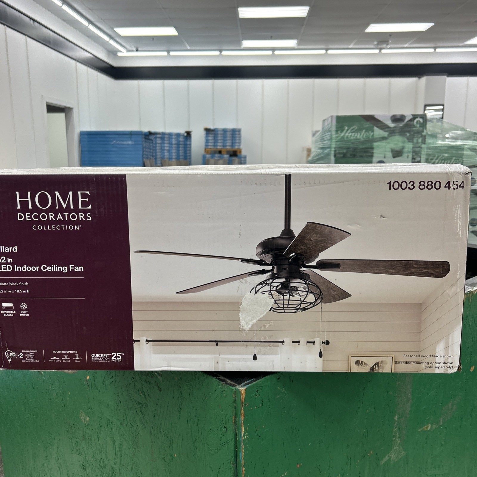 Home Decorators Ellard 52" LED Ceiling Fan Matte Black Industrial Cage Farmhouse gallery