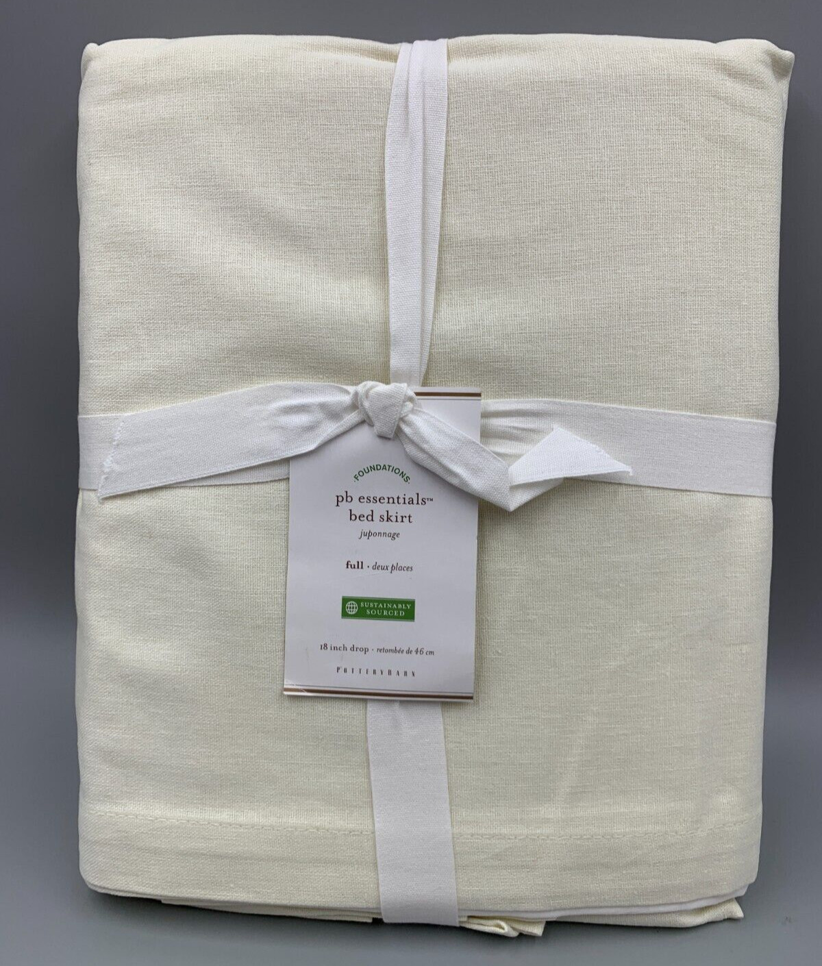 Pottery Barn Essentials Linen Cotton Bed Skirt Ivory Full 18" DROP #Q78M gallery
