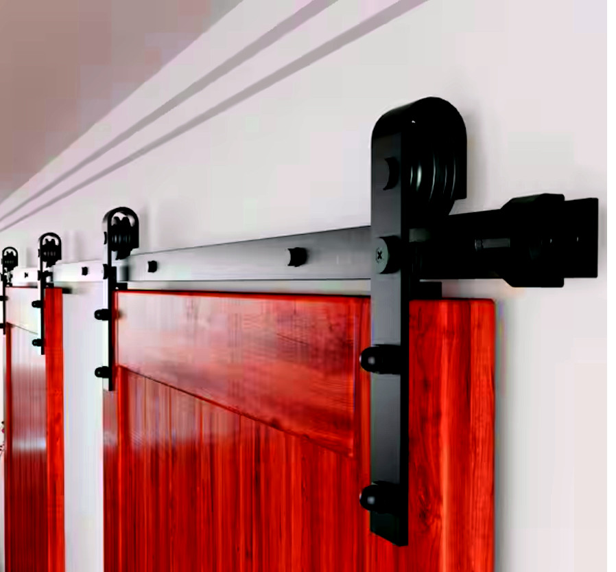 6.6 ft Homacer Black Rustic Sliding Barn Door Hardware Kit for Two Doors gallery