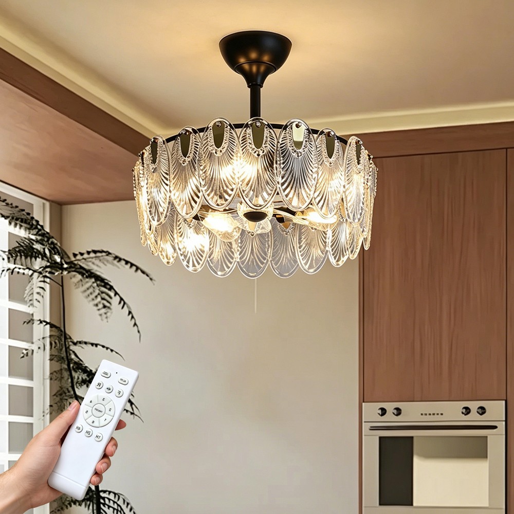 Elegant Crystal Ceiling Fan with LED Light Reversible 6 Speed Adjustable Timer gallery