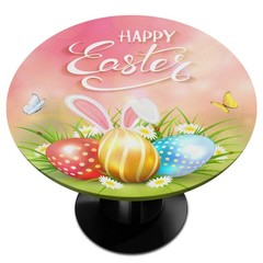 Easter Rabbit Cute Round Fitted Tablecloth Easter Egg Round Table Cover with …