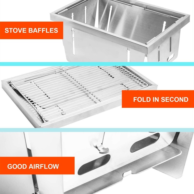 S/M/L Portable Foldable Grill Stainless Steel Detachable Stove Outdoor Camping gallery