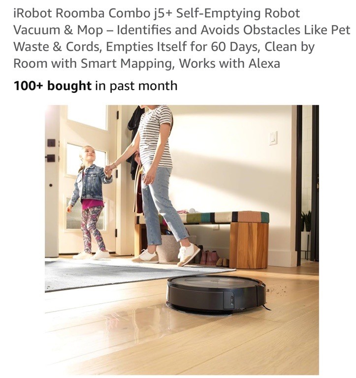iRobot Roomba Combo j5+ Robot Vacuum & Mop - Black (J557020) gallery