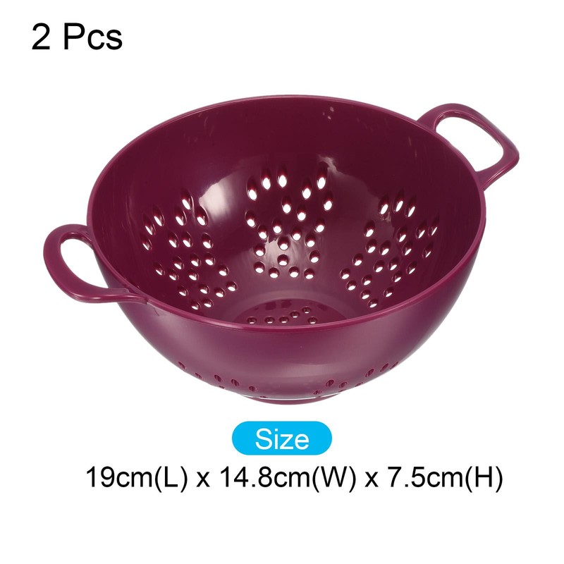 Mini Food Strainer Plastic Colander For Fruits Veggies Pasta Purple 2PCS gallery